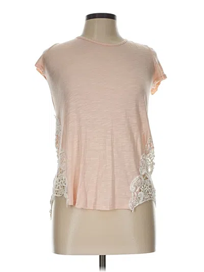 Pre-owned Moa Moa Short Sleeve Top Pink Mock Neckline Tops