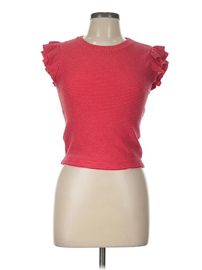 Pre-owned Moa Moa Short Sleeve Top Red Ruffles Neckline Tops