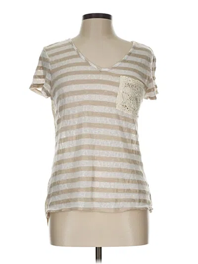 Pre-owned Moa Moa Short Sleeve Top Silver V Neck Tops