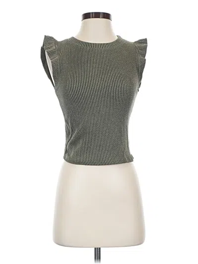 Pre-owned Moa Moa Sleeveless Top Gray Ruffles Neckline Tops