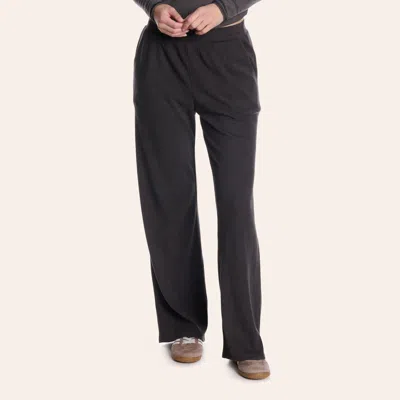 Moa Moa Women's Black Ribbed Wide Leg Pants In Multi