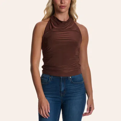 Moa Moa Women's Brown Ruched Halter Top