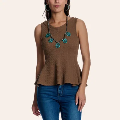 Moa Moa Women's Cocoa Sleeveless Peplum Top In Brown