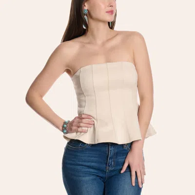 Moa Moa Women's Cream Suede Strapless Flare Top In Neutral