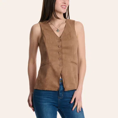Moa Moa Women's Mocha Suede Vest In Brown
