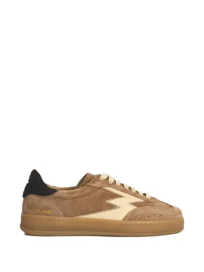 Moaconcept Sneaker Club Lightning-bolt Suede Sneakers In Brown