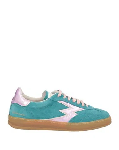 Moaconcept Woman Sneakers Turquoise Size 6 Leather In Blue