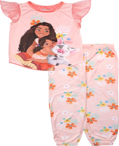 Moana Babies' Little And Big Girls Short Frilly Sleeves And Jogger Bottom, 2-piece Pajama Set In Assorted