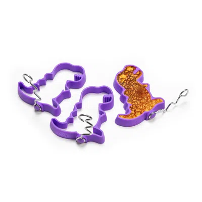 Mobi Dino Bites Silicone Egg And Pancake Molds, Set Of 3 In Purple
