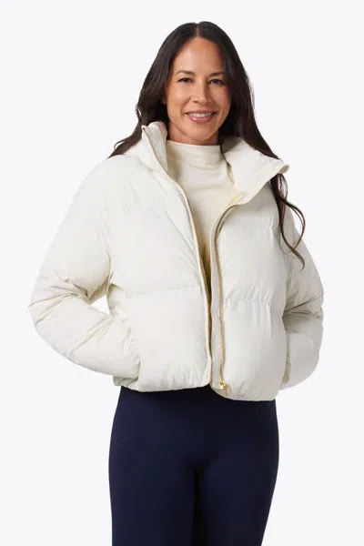 Mobile Warming Cloud Ix Crop Puffer Heated Jacket In Cream