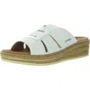 Mobils Romee Womens Pattern Leather Wedge Sandals In White