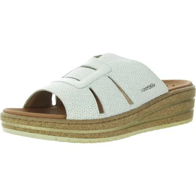 Mobils Romee Womens Pattern Leather Wedge Sandals In White