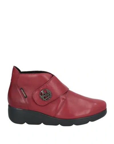 Mobils Woman Ankle Boots Brick Red Size 8 Leather