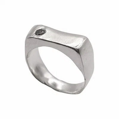 Moca Jewellery Women's Black / Silver Grace Bow Ring - Sterling Silver Black Gem Stone In Multi