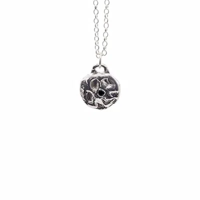 Moca Jewellery Women's Black / Silver Moon Gem Pendant - Sterling Sliver Black Gemstone In Metallic