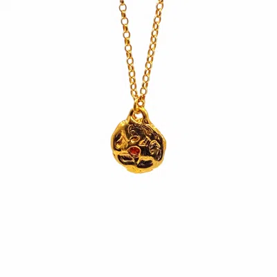 Moca Jewellery Women's Gold / Orange Moon Gem Pendant - Orange In Multi