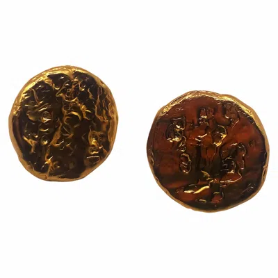 Moca Jewellery Women's Grain Circle Stud Earrings - Gold