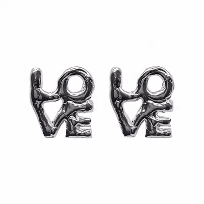 Moca Jewellery Women's Love + Love Earrings - Sterling Silver In Metallic