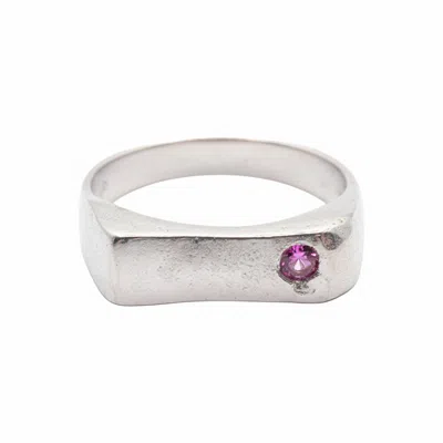 Moca Jewellery Women's Pink / Silver Grace Bow Ring - Sterling Silver Pink Gem Stone