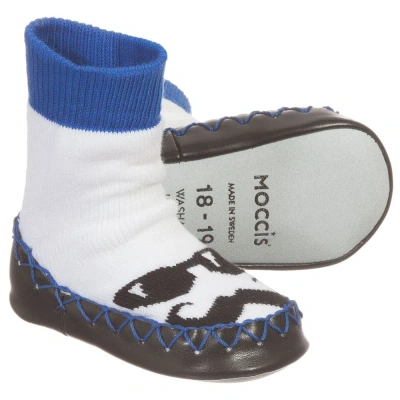 Moccis Babies' Blue & White Slipper Socks