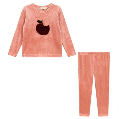 Mocha Apple Cotton Velour 2 Piece Top And Pant Set In Brown
