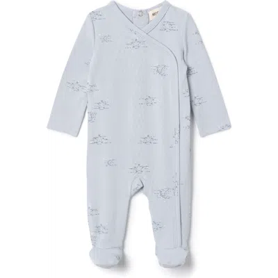 Mocha Babies'  Boy Allover Stars Print Cotton Romper In Blue
