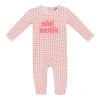 Mocha Checkered Mini Bestie Romper In Pink