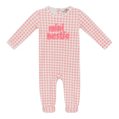 Mocha Kids'  Checkered Mini Bestie Romper In Pink