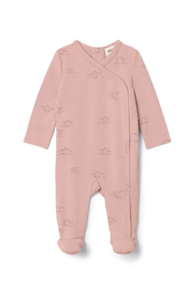 Mocha Babies'  Girl Allover Stars Print Cotton Romper In Pink