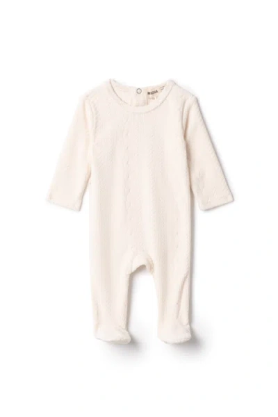 Mocha Babies'  Girl Cable Textured Velour Romper In Neutral