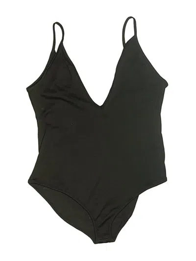 Pre-owned Mocking Top Bodysuit Black Plunge Neckline Tops