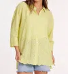 Mod-o-doc 3/4 Sleeve Easy Lace Shirt In Sunglow In Yellow