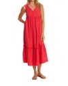 Mod-o-doc Button Front Tiered Midi Tank Dress In Glazed Cherry In Red