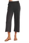 Mod-o-doc Gathered Waist Flared Crop Pants In Washed Ebony In Black