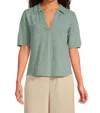 Mod-o-doc Half Sleeve Easy Polo Tee In Gris Mist In Green