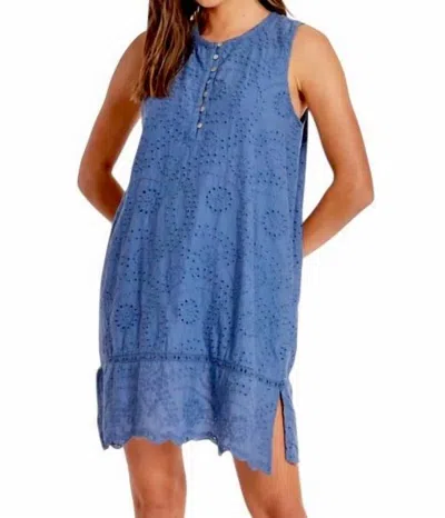 Mod-o-doc Lace Tank Shift Dress In Pacidic Blue