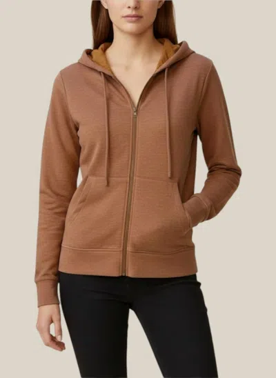 Mod-o-doc Long Sleeve Cropped Hoodie In Sugar Glaze In Brown
