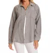 Mod-o-doc Long Sleeve Oversize Mix Media Shirt In Ebony & Natural In Gray