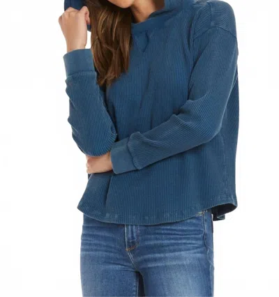 Mod-o-doc Long Sleeve Waffle Hoodie In Fanta-sea In Blue