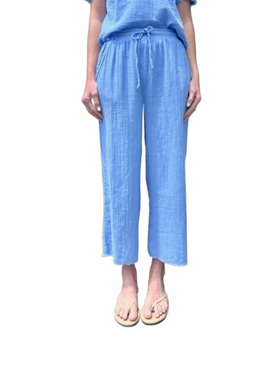 Mod-o-doc Ribbed Waist Midi Pants In Ocean Abyss In Blue