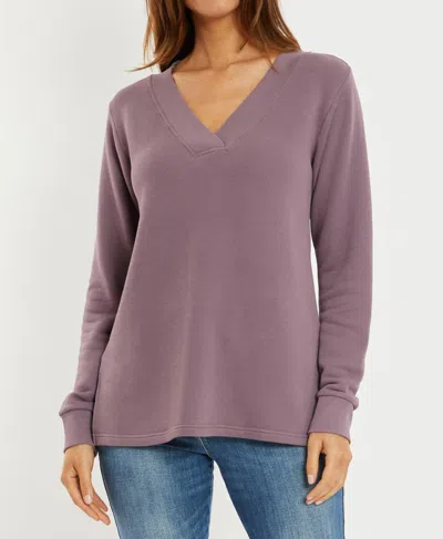 Mod-o-doc Shirred Long Sleeve Shirt In Plum In Pink