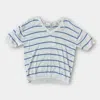 Mod-o-doc Stripe V-neck Sweater In Ocean Abyss/white Stripe In Multi