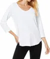 Mod-o-doc V-neck Curve Hem Tee In Ivory