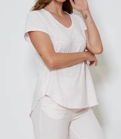Mod-o-doc V-neck Tee With Curve Hem In White