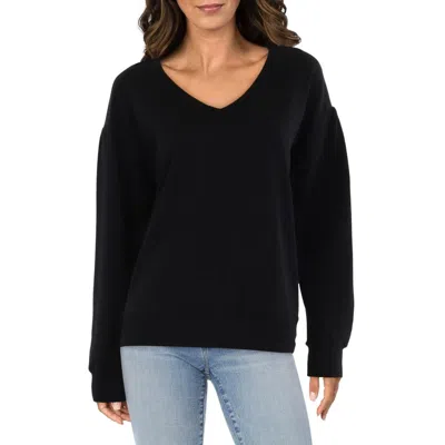 Mod-o-doc Womens V-neck Pullover T-shirt In Black