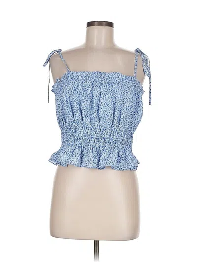 Pre-owned Mod On Trend Sleeveless Blouse In Blue