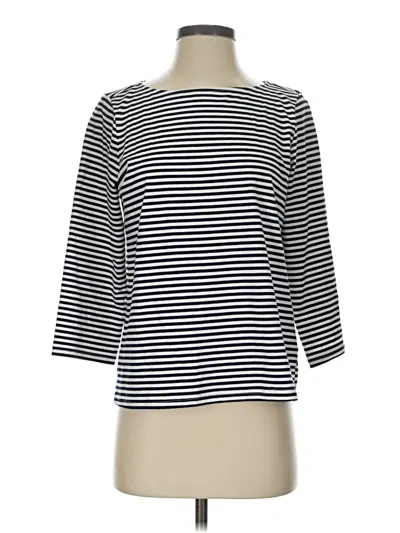 Pre-owned Mod Ref 3/4 Sleeve Top Black Stripes Pattern Boatneck Tops