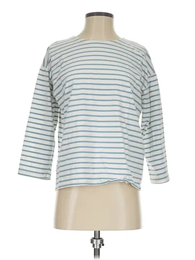 Pre-owned Mod Ref 3/4 Sleeve Top Blue Stripes Pattern Boatneck Tops