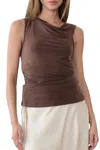 Mod Ref Asymmetrical Twist Shoulder Top In Brown In Brown