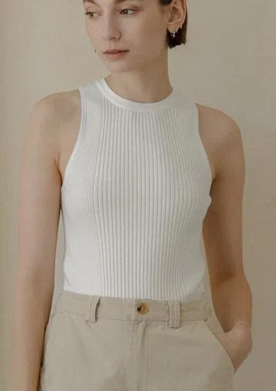 MOD REF BRIELLE RIBBED KNIT TANK IN WHITE
